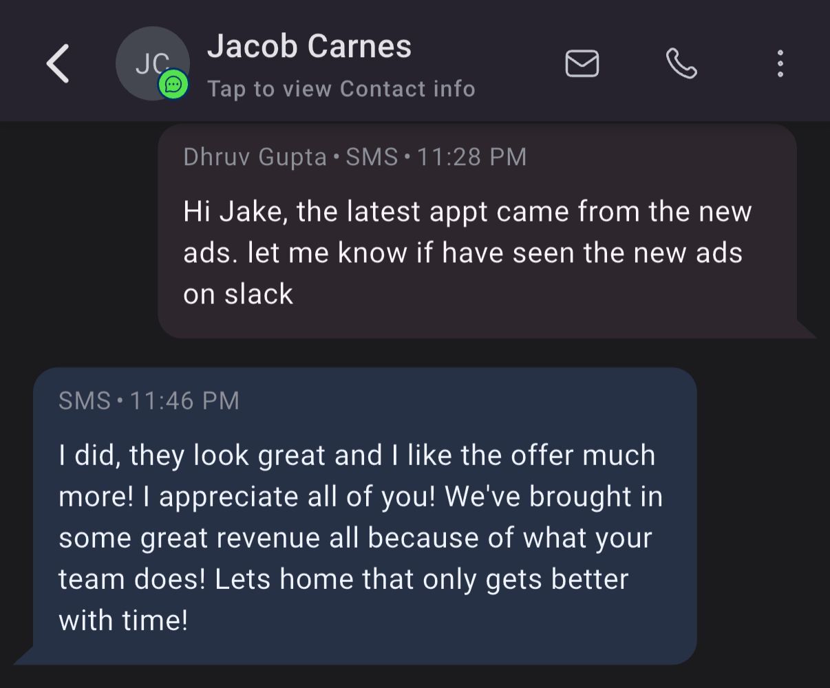 Client text message testimonial 7