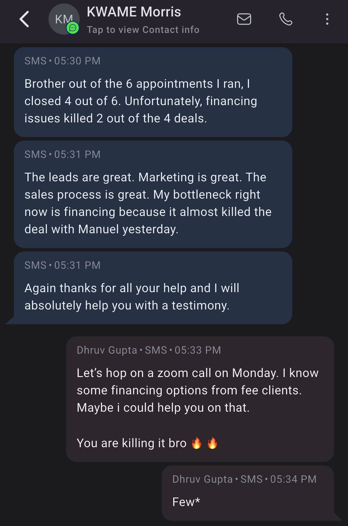 Client text message testimonial 8